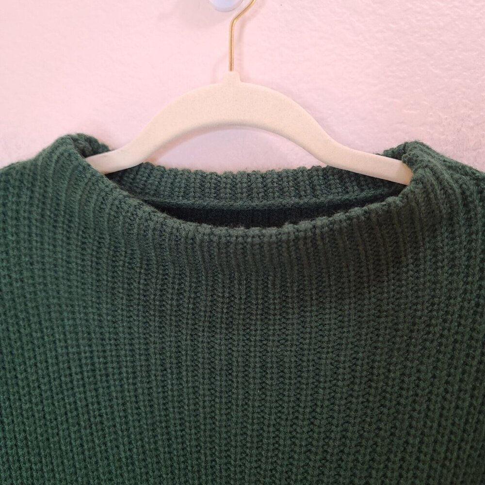Zaful Sweater Womens Free Size Dark Green Knitted Lantern Sleeve Slouchy Casual - Picture 3 of 12